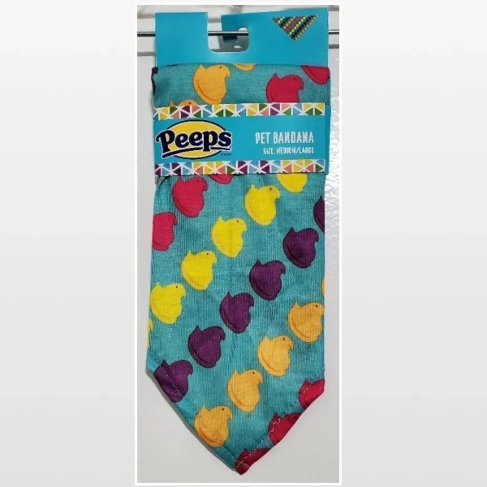New Peeps Bandana Pet Dog Medium Large Blue Rainbow Easter Chicks NWT